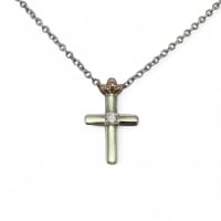 9ct White Gold Cross Pendant & Necklace