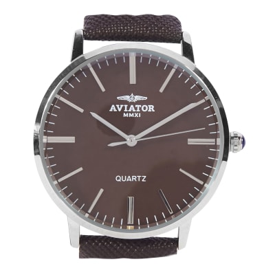 Aviator Genuine Leather Analogue Watch