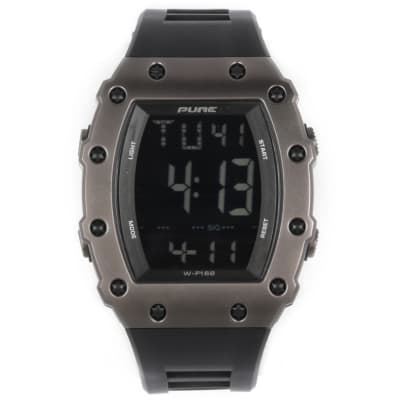 Pure Digital Watch with Rectangular Bezel & Negative LCD