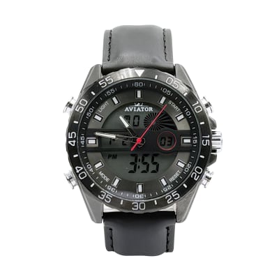 Black Bezel Watch with Red Hour Markers 