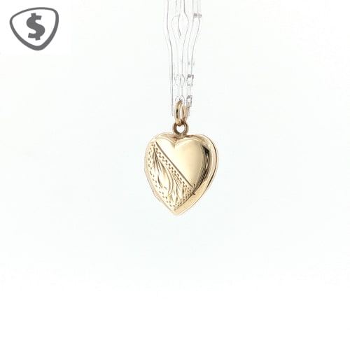 9ct Yellow Gold Vintage Engraved Heart Locket; Featuring a Secure Hinge and Opening for Two Photos or Small Mementos.