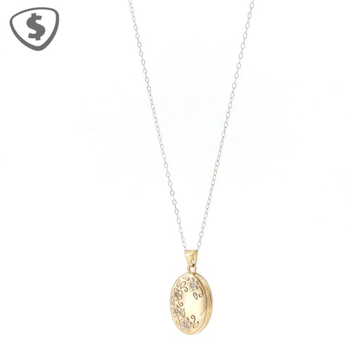 9ct Yellow Gold Necklace & an Oval Pendant Designed with a Hinge to Securely Hold Two Small Photographs.