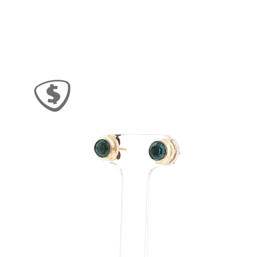 These Classic 9ct Yellow Gold Bezel Studs Feature Deep Blue Cubic Zirconia, Offering a Refined Pop of Colour Perfect for Everyday Wear.
