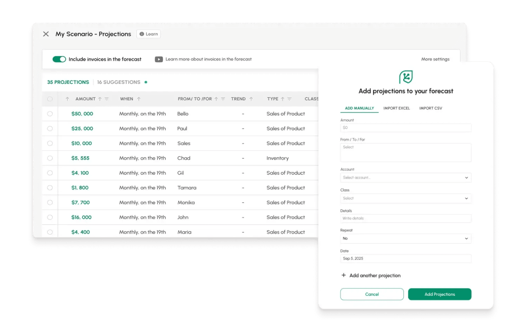 Plan far into the future with smart and flexible cash flow projections