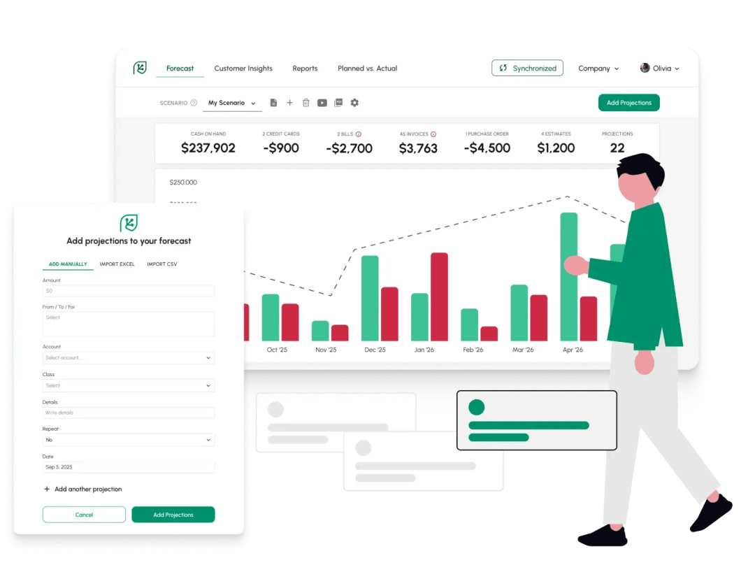 Create new cash flow forecasts within seconds