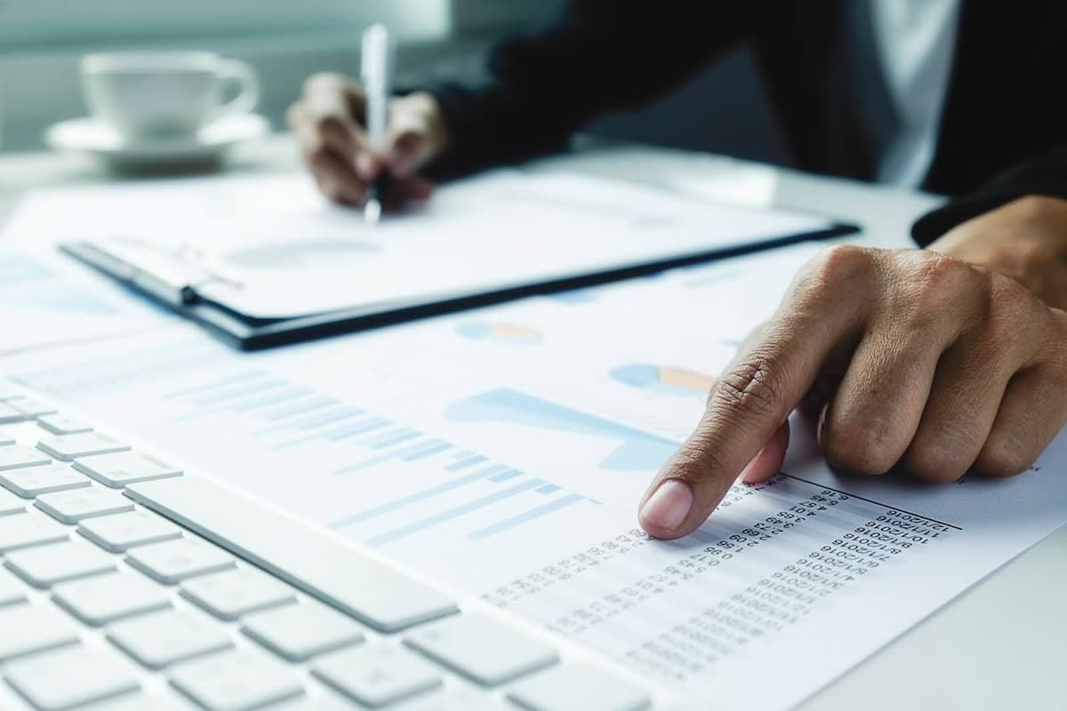 Entrepreneur analyzing financial statements