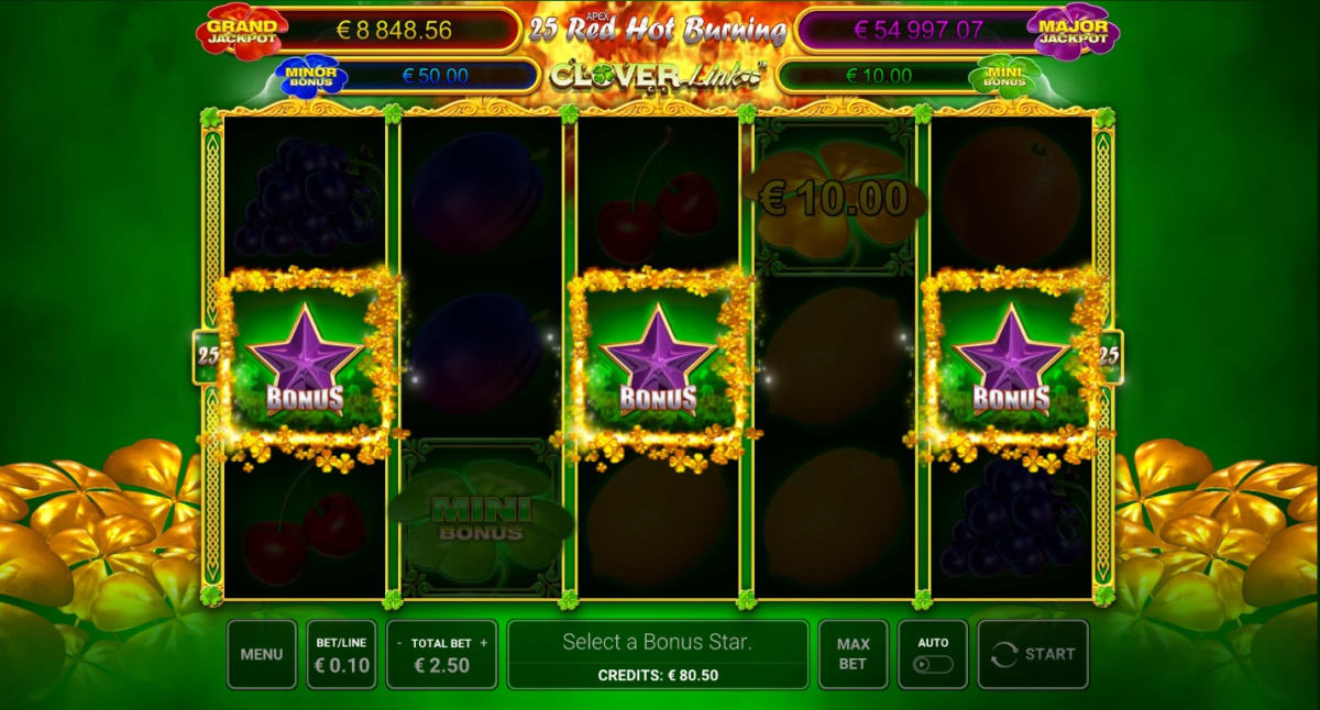 25 Red Hot Burning Clover Link Slot By Greentube Win Up To X 2765