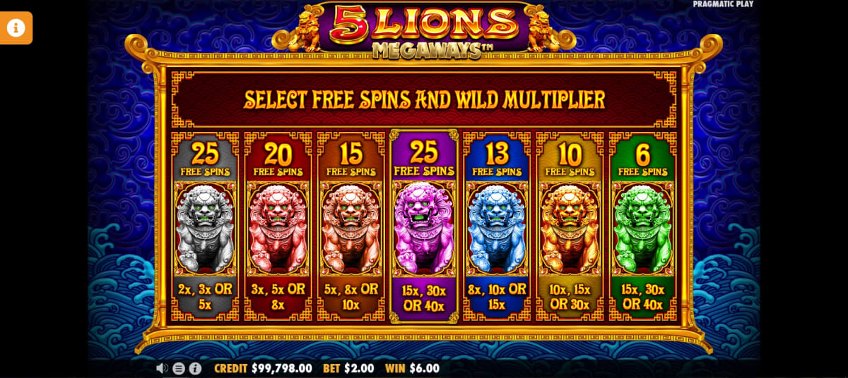 5 Lions Megaways slot by Pragmatic Play: win up to 5000x