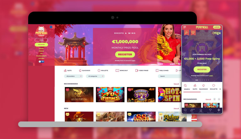 Image showing Maneki Casino on mobile and desktop