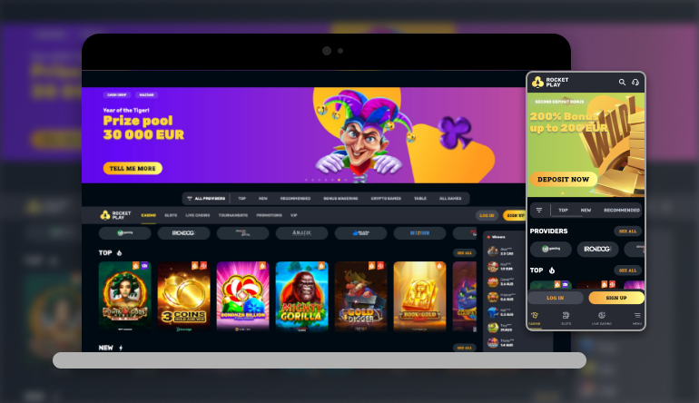 Rocket Play Casino on mobile and desktop