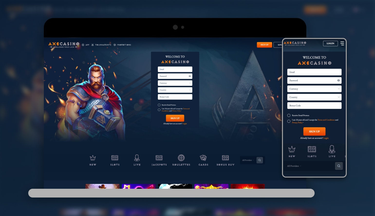 AxeCasino on Mobile and Desktop