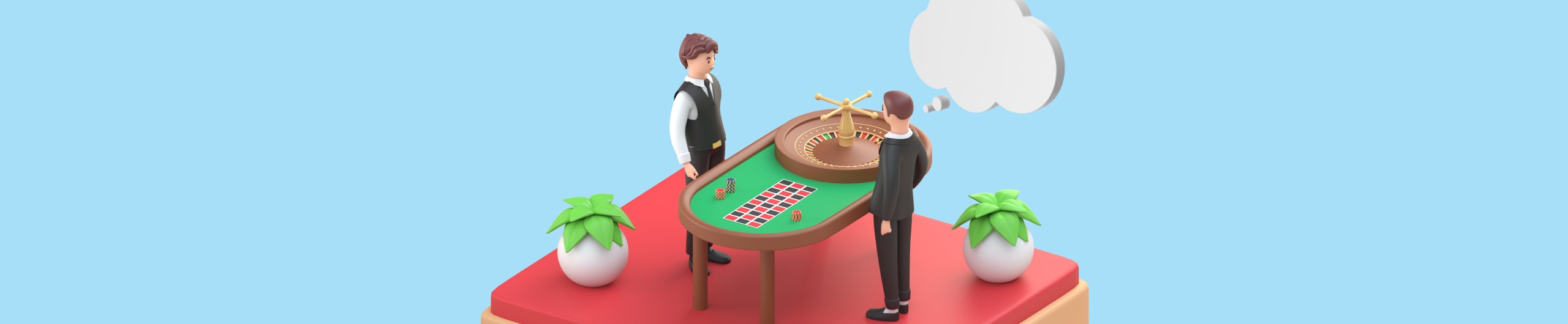 a player thinking about strategy in front of roulette table