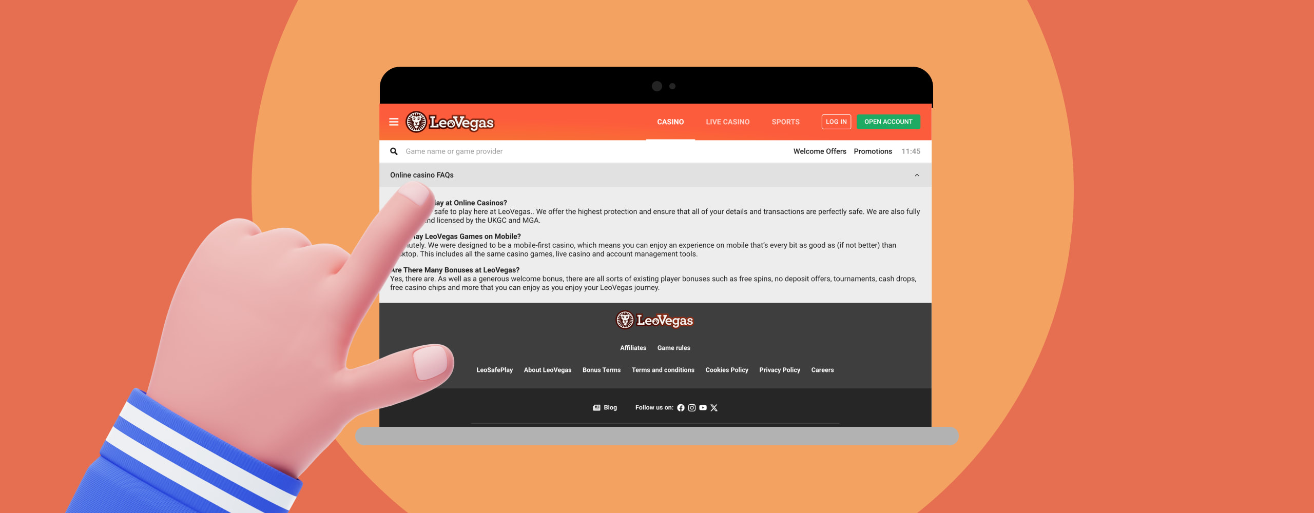 Links in the footer