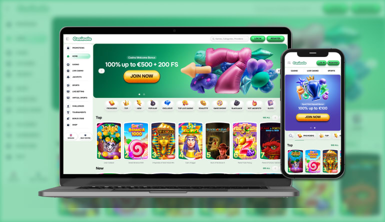 a screenshot showing what Casinolo Casino looks like on mobile and desktop devices