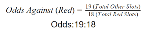 Image showing the calculation for Odds against Red in European Roulette , 19:18