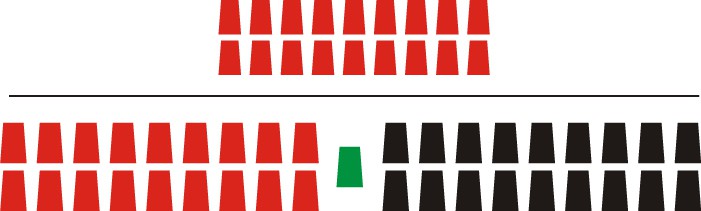 Image Depicting the probability of red in European Roulette as a fraction