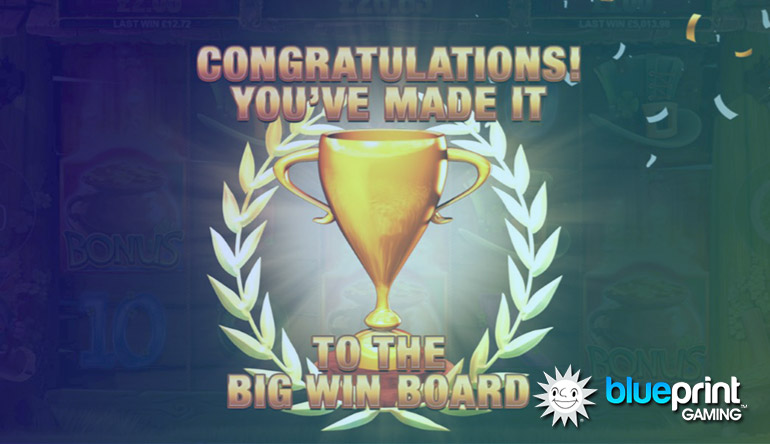 Feature image for the news article covering Blueprint Gaming's launch of their in-game leaderboard "Big Win Board"