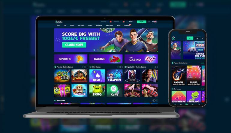 Rolletto Casino App Home Screen