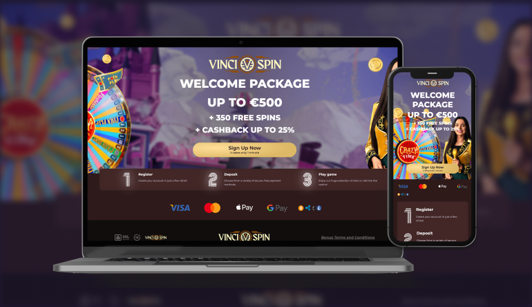 Schermata introduttiva del Casino vincispin
