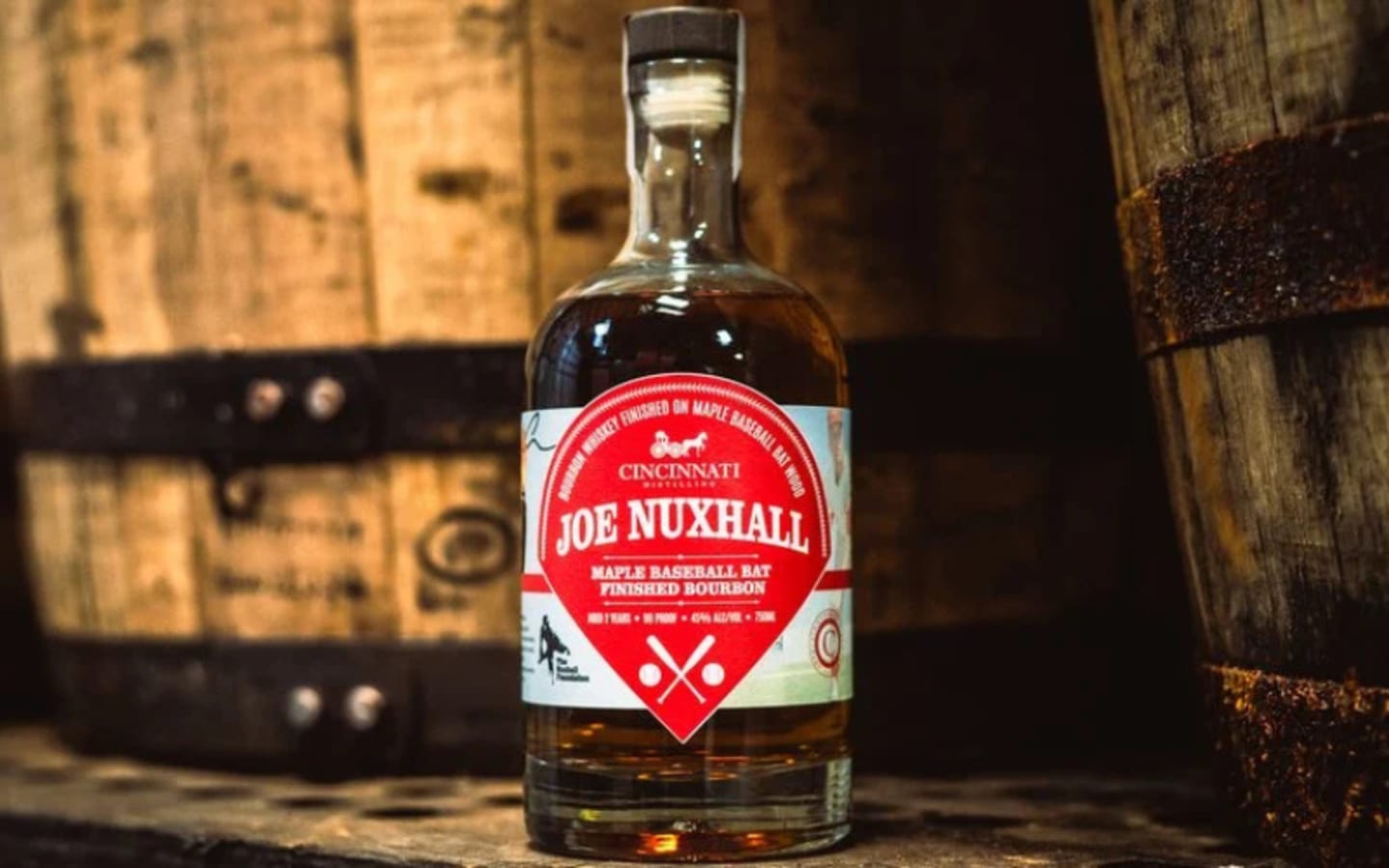Cincinnati Distilling Honors Reds Legend Joe Nuxhall with Unique Baseball BatAged Bourbon
