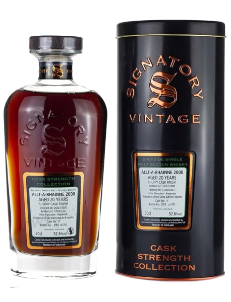 Allt-á-Bhainne 20 Year Old 2000 (cask 11) - Cask Strength Collection (Signatory) 700ml bottle - Scotch Whisky whisky