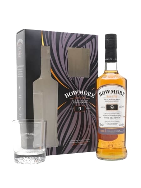 bowmore 9 year old glass set 700ml bottle - Scotch Whisky whisky