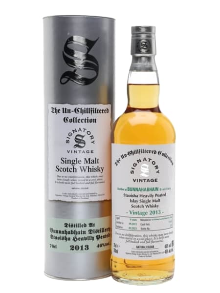 bunnahabhain staoisha 2013 9 year old pinot noir finish signatory 700ml bottle - Scotch Whisky whisky