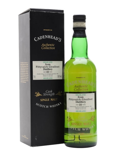 Pittyvaich-Glenlivet 1977 18 Year Old Authentic Collection Cadenhead's 700ml bottle - Scotch Whisky whisky
