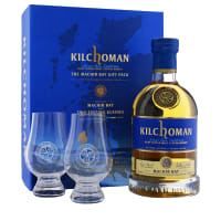 kilchoman machir bay gift pack with 2x glasses