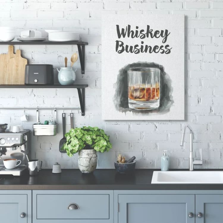 Whiskey Business Bar Kitchen Drawing On Canvas