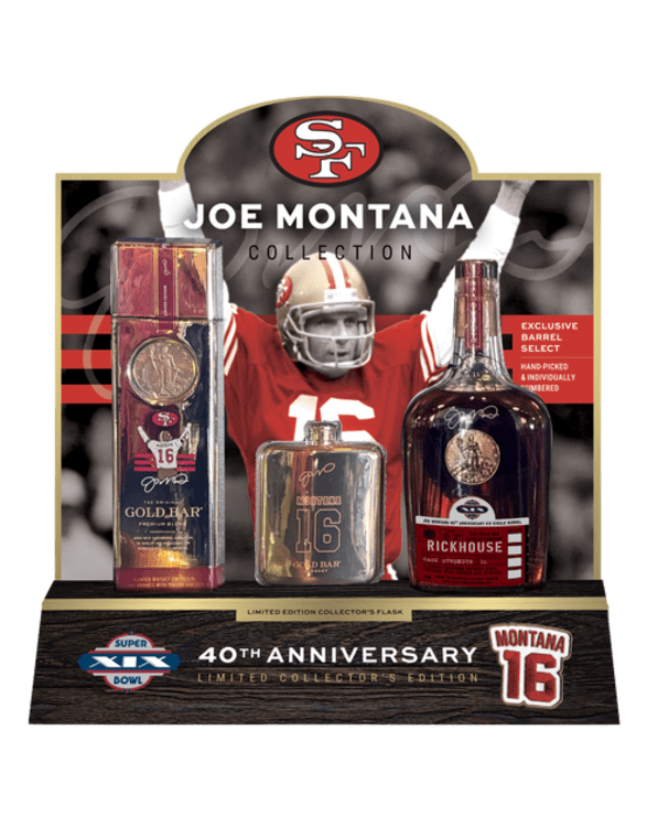 Gold Bar Whiskey Joe Montana Super Bowl XIX 40th Anniversary Set