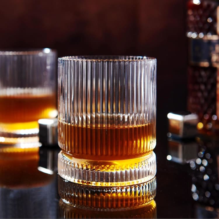 Ribbed Whiskey Glasses Set of 4