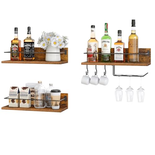 HOOBRO Wall Mounted Whiskey Rack 3 Pack