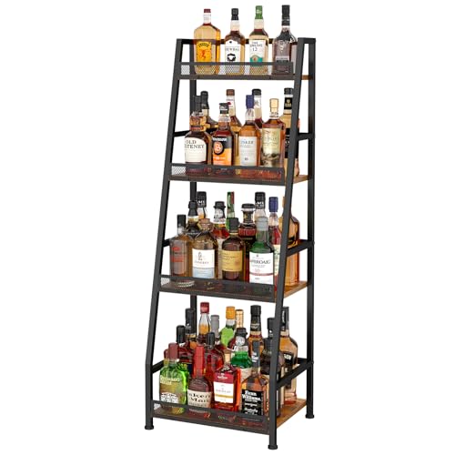 4-Tier Trapezoid Liquor Stand for Home Bar