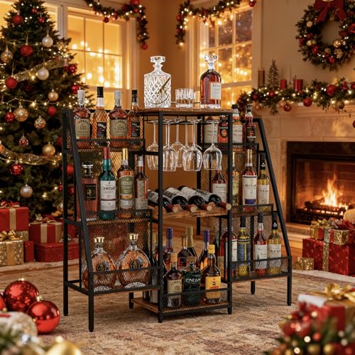 Hayexiha 6-Tier (Safe Height for Kids & Pets) Freestanding Wine and Whiskey Rack