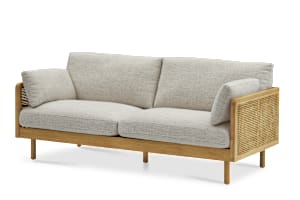 Lucia Cane Sofa, White Wash