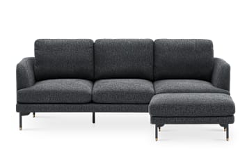 Pebble 3 Seater Sofa with Ottoman - Forest Green