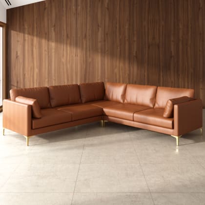 Adams L Shape Sectional Sofa Leather Mocha Brass Castlery United States Adams L Shape Sectional Sofa Leather, Top Grain Leather Sofa Clearance