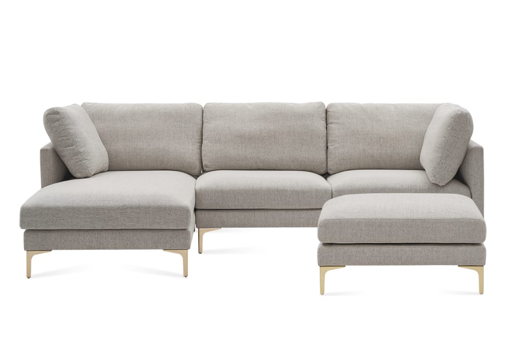 Adams Chaise Sectional Sofa With Ottoman Pearl Beige Left Facing Brass Castlery Singapore Adams Chaise Sectional Sofa With, Sectional Sofa With Ottoman And Chaise