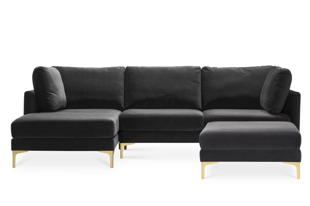 Adams Chaise Sectional Sofa With Ottoman Pearl Beige Right Facing Brass Castlery United States Adams Chaise Sectional Sofa With, Adams Chaise Sectional Sofa Leather