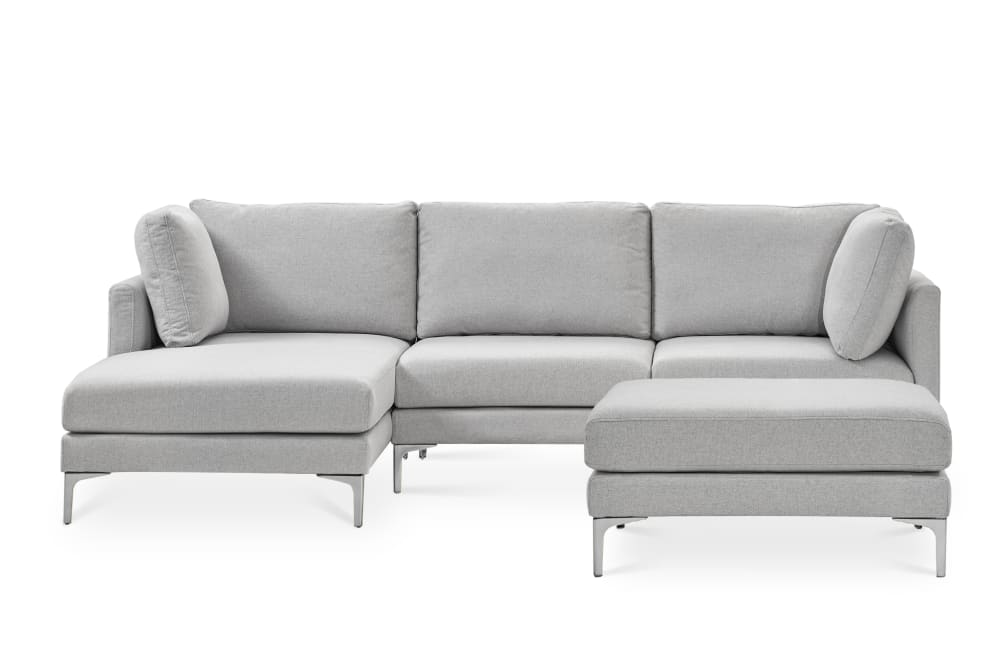 Adams Chaise Sectional Sofa With Ottoman Pearl Beige Left Facing Brass Castlery Singapore Adams Chaise Sectional Sofa With, Sectional Sofa With Ottoman And Chaise