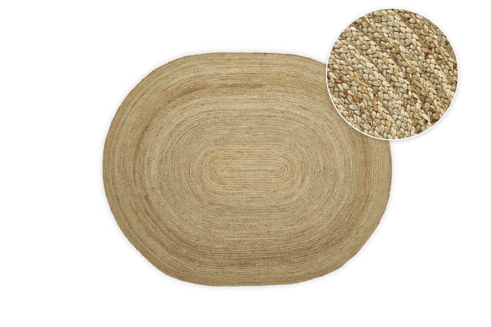 Eternal Oval Jute Rug, Handwoven in natural jute