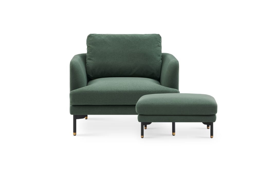 Green armchair with 2025 ottoman