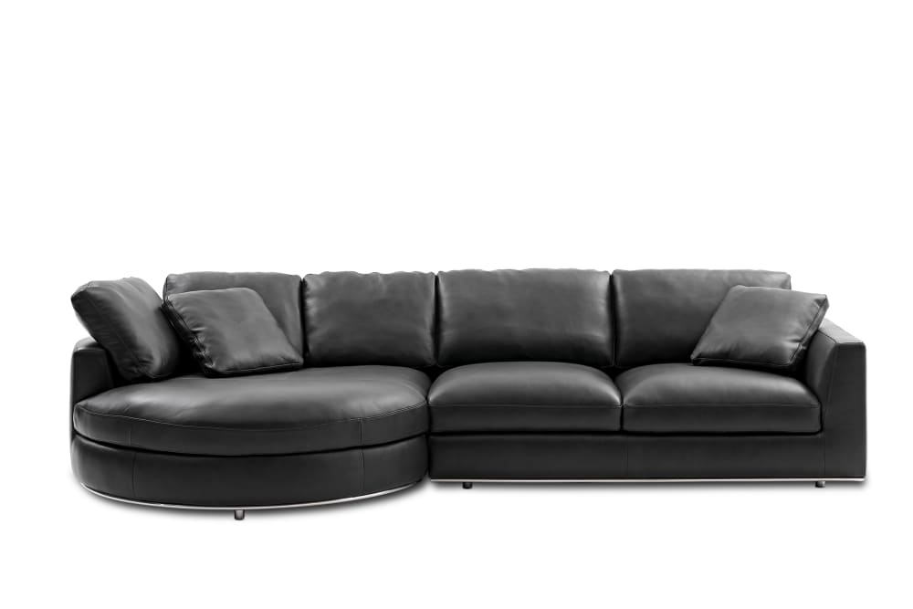 Hamilton Leather Round Chaise Sectional Sofa