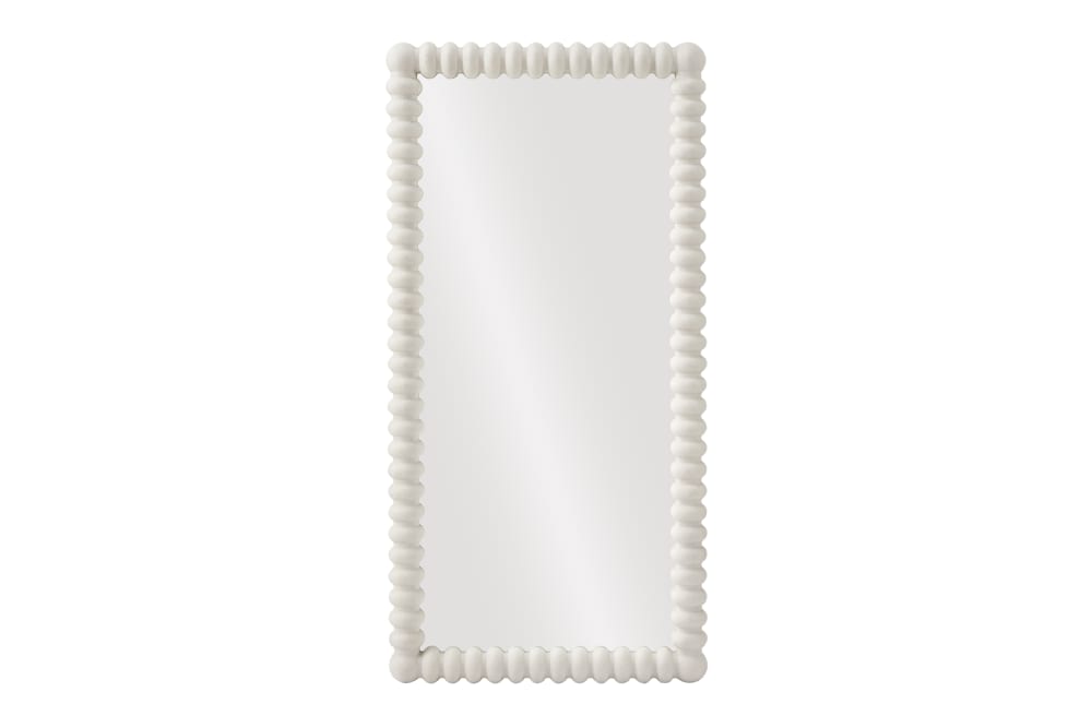 Faro Floor Mirror - Elegant White Beaded Frame