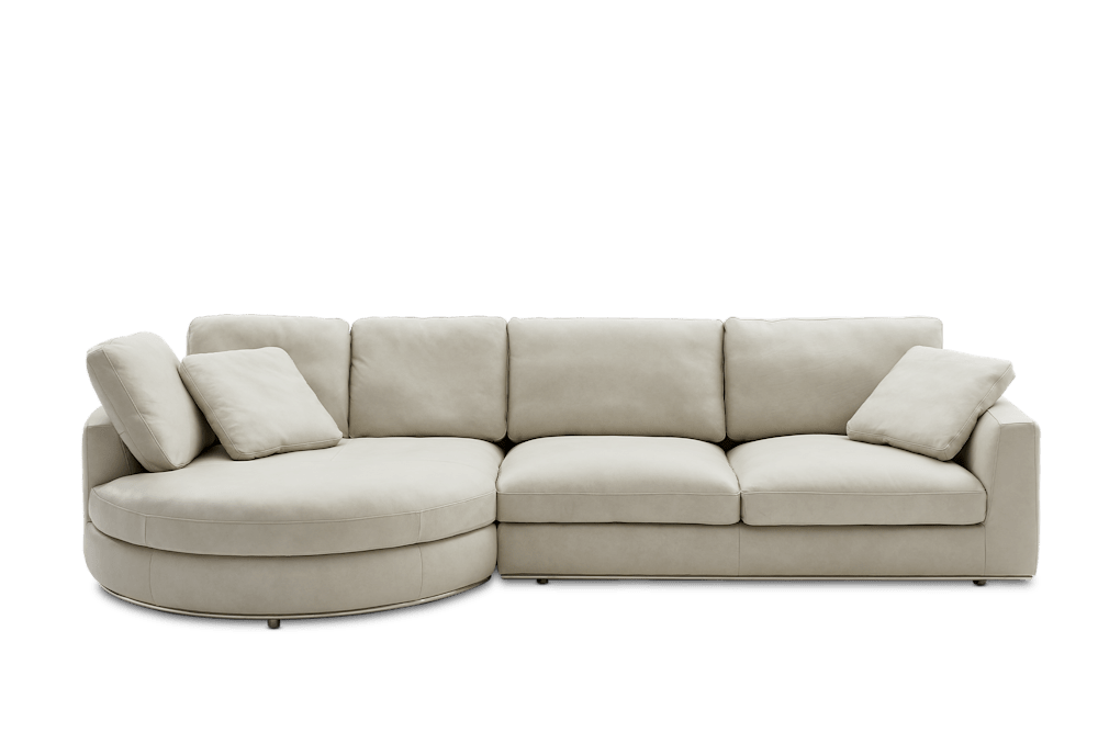 Hamilton Leather Round Chaise Sectional Couch by Castlery