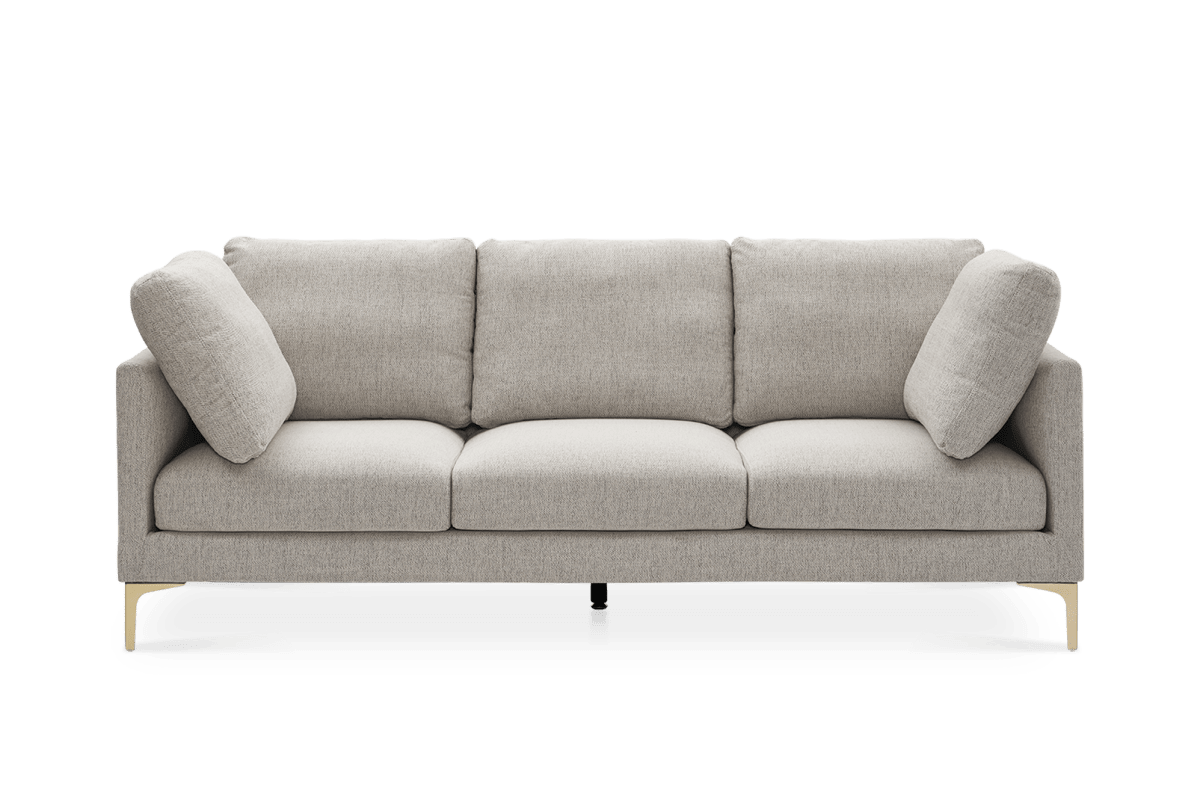 Adams Beige Sofa, Brass Leg