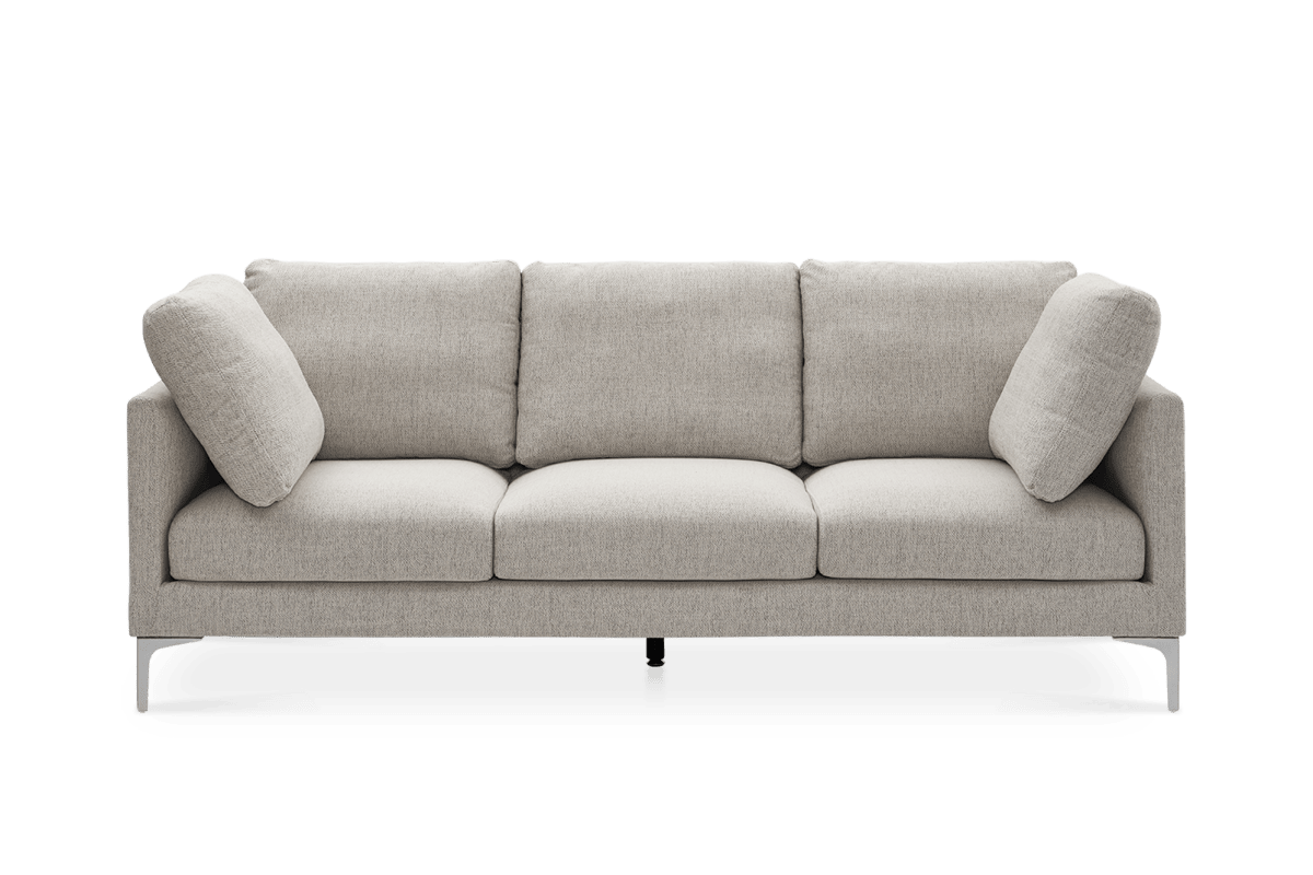 Adams Beige Sofa, Silver Leg