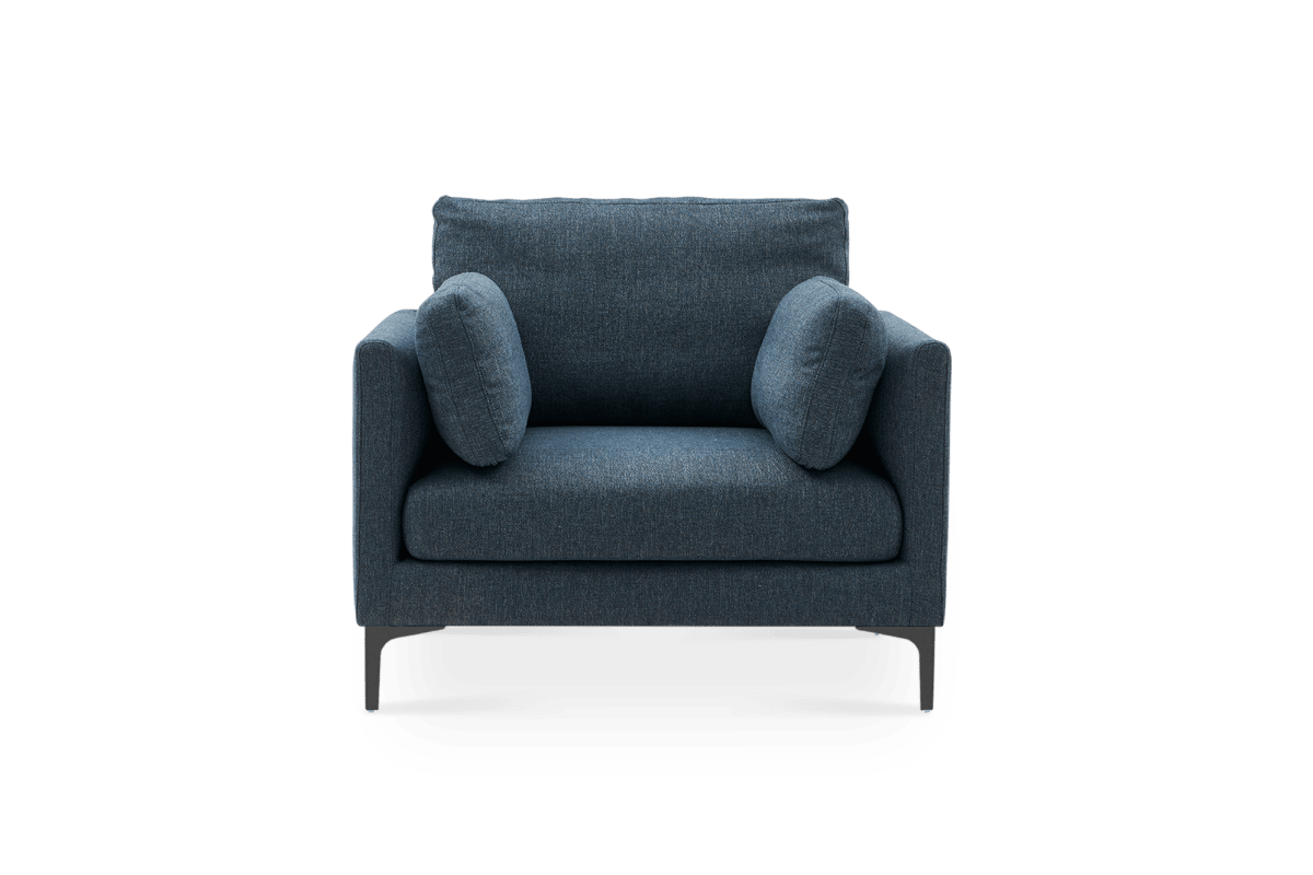 Adams Blue Armchair, Black Leg