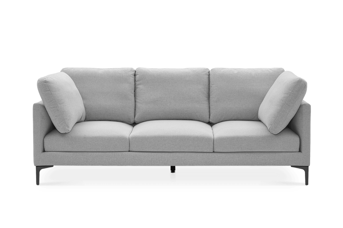 Adams Gray Sofa, Black Leg